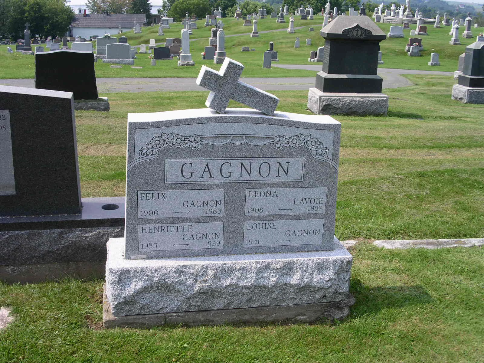 Headstone photographed in a Quebec cemetery