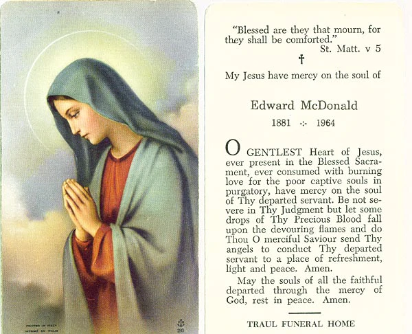 Quebec memorial card available in the Obituaries and Headstones collection