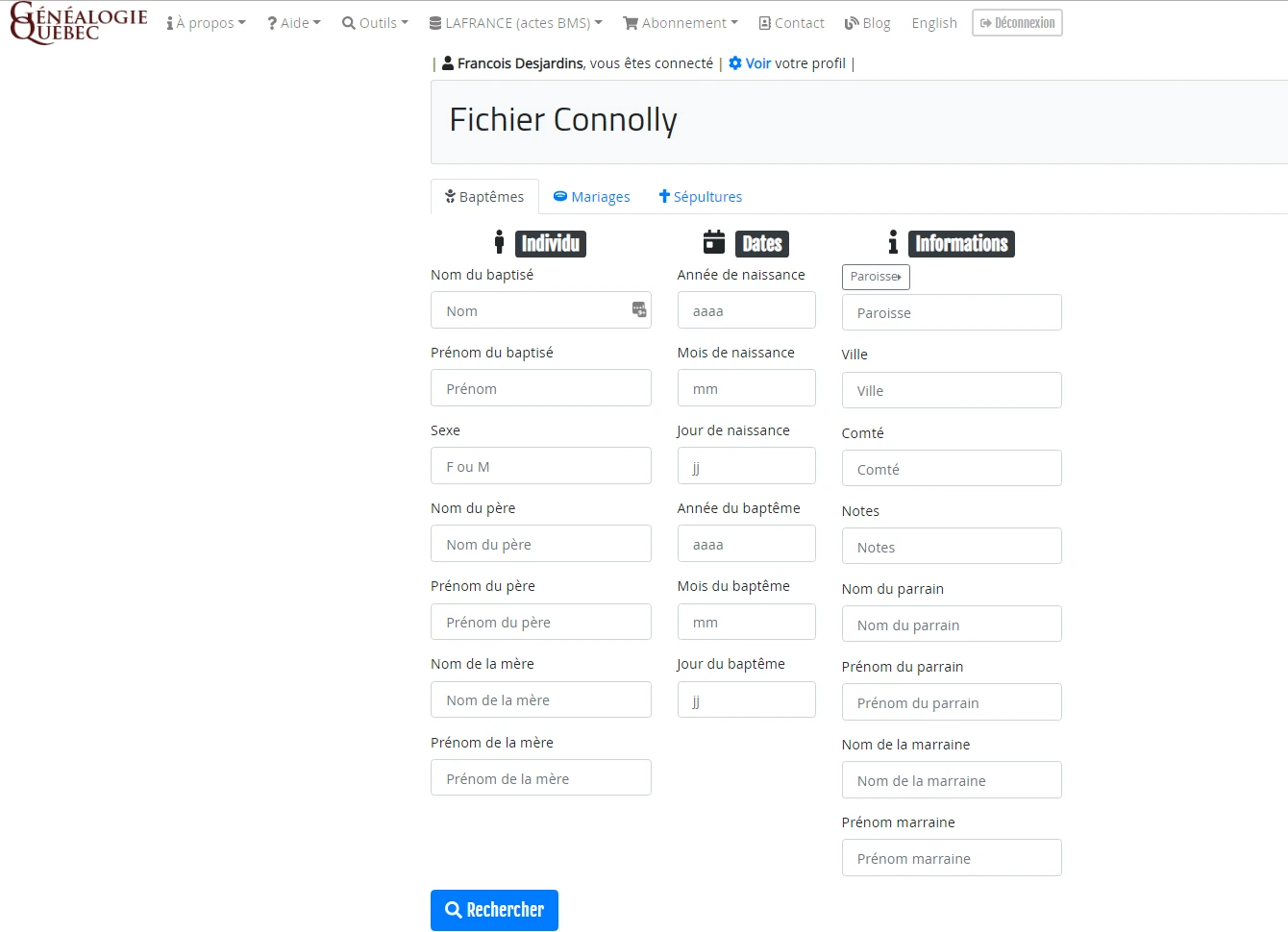 Moteur de recherche du Fichier Connolly