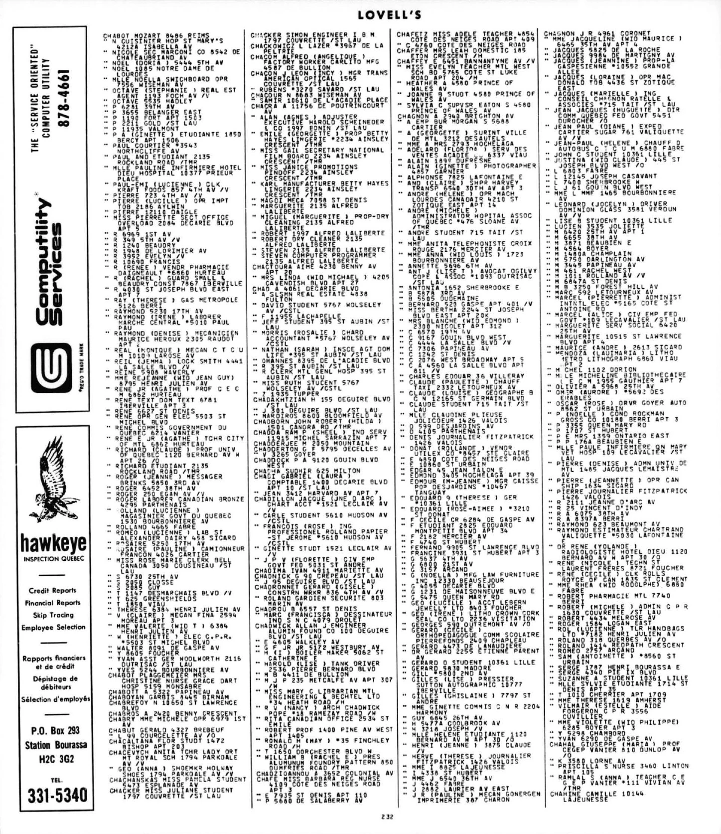 Page from a historical Quebec city directory