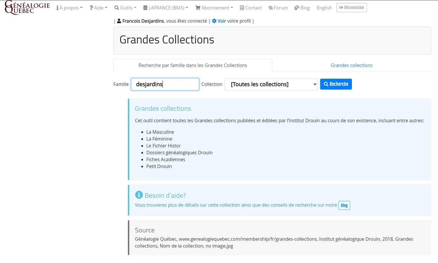 Moteur de recherche des Grandes Collections Drouin
